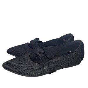 Nanette Lepore knit maryjane Black Pointed Toe Flats shoes Bow Detail 7.5